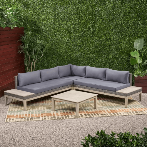 Loft Outdoor Acacia Wood and Wicker 5 Seater Sectional Sofa Set Loft Outdoor Acacia Wood and Wicker 5 Seater Sectional Sofa Set