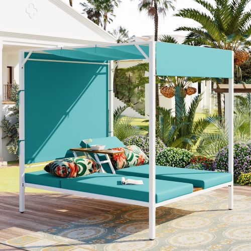 U_STYLE Outdoor Patio Sunbed Daybed with Cushions, Adjustable Seats U_STYLE Outdoor Patio Sunbed Daybed with Cushions, Adjustable Seats