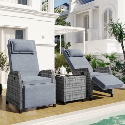U_Style Outdoor Rattan Two-person Combination With Coffee Table, Adjustable, Suitable For Courtyard, Swimming Pool, Balcony U_Style Outdoor Rattan Two-person Combination With Coffee Table, Adjustable, Suitable For Courtyard, Swimming Pool, Balcony